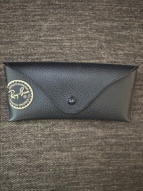 Ray-Ban Black Faux Leather Sunglasses Case with Gold Logo